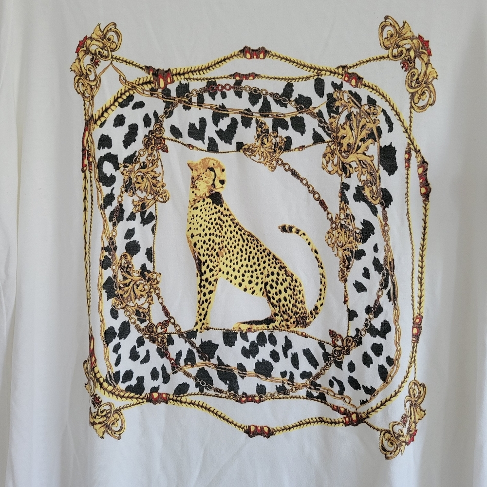 Chico's Cheetah Animal Print‎ Long Sleeve The Ultimate Tee 2 / L - Picture 4 of 6